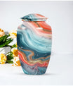 Abstract classic memorial urn for adult ashes with personalized engraving