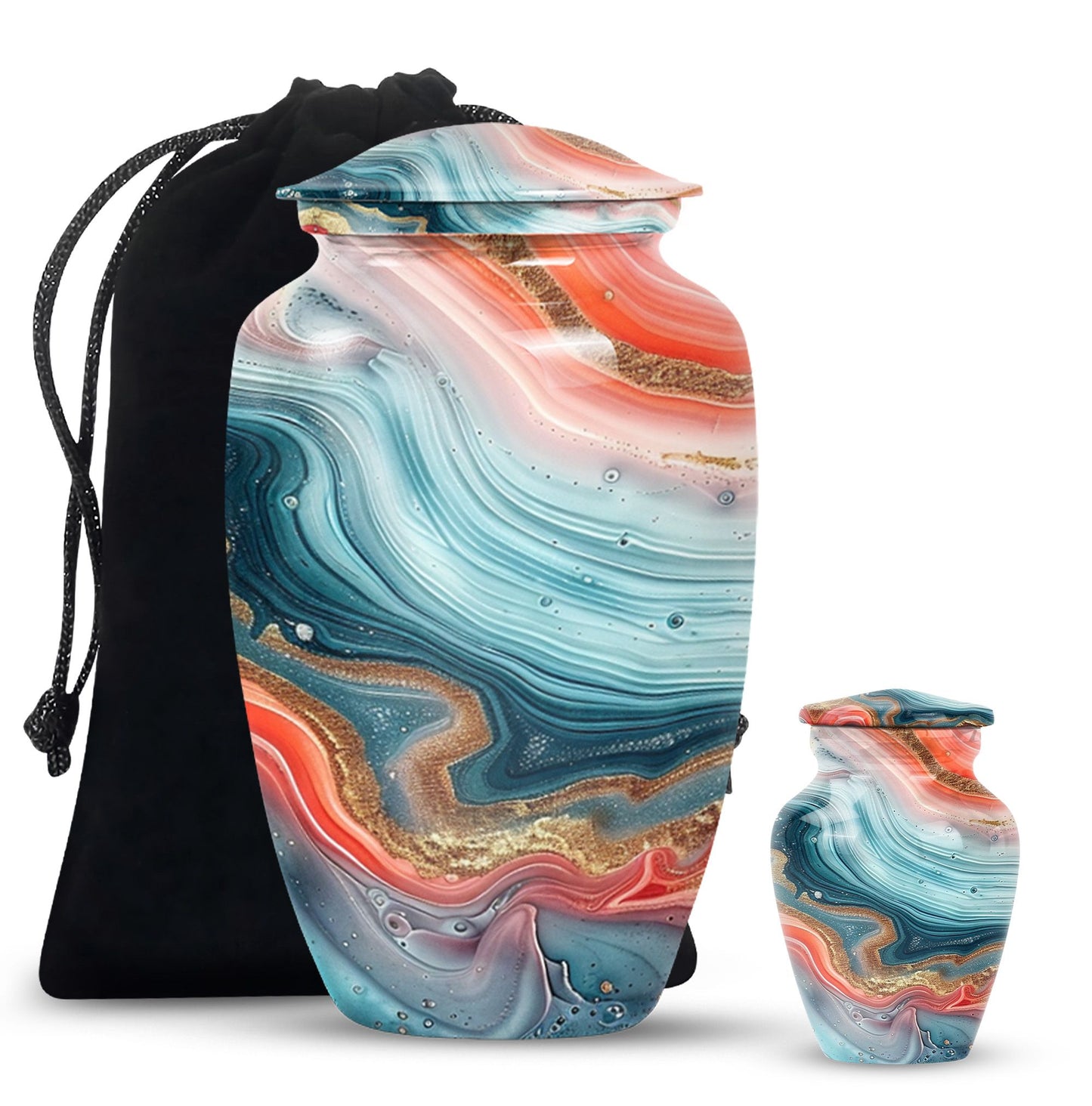 Abstract classic memorial urn for adult ashes with personalized engraving