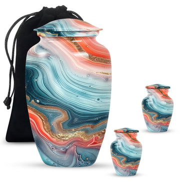 10 inch large Urn with 2 Keepsake 3 Inch Urns