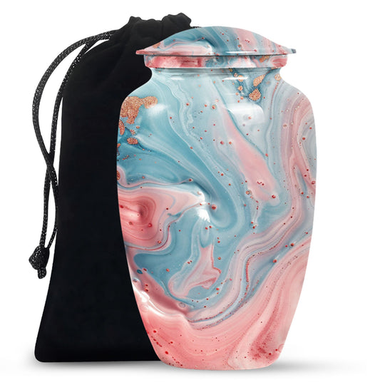 10 Inch Abstract Urn, Classic Aluminium cremation urn,