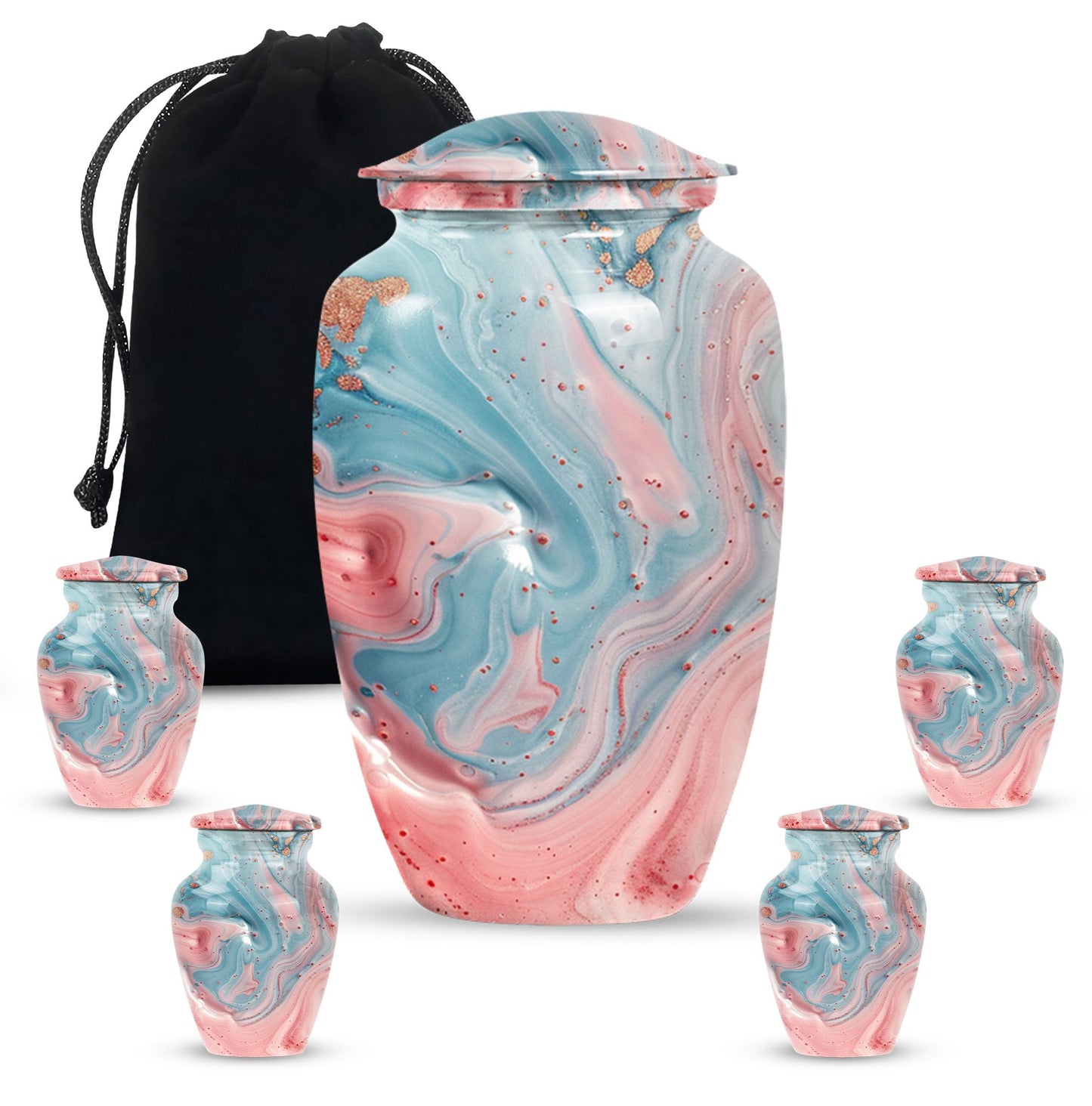 10 Inch Abstract Urn, Classic Aluminium cremation urn,