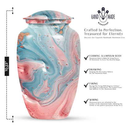 10 Inch Abstract Urn, Classic Aluminium cremation urn,