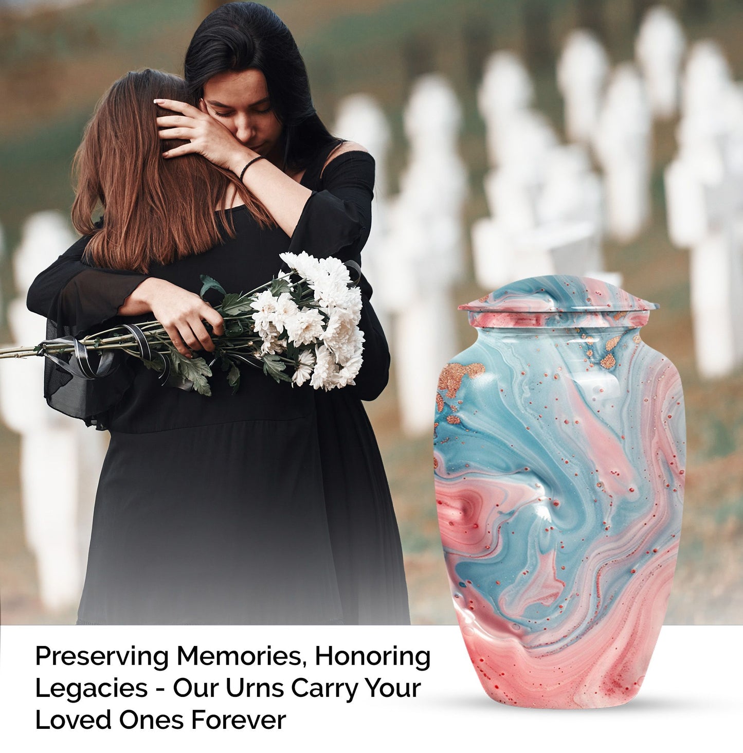 10 Inch Abstract Urn, Classic Aluminium cremation urn,