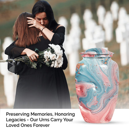 10 Inch Abstract Urn, Classic Aluminium cremation urn,