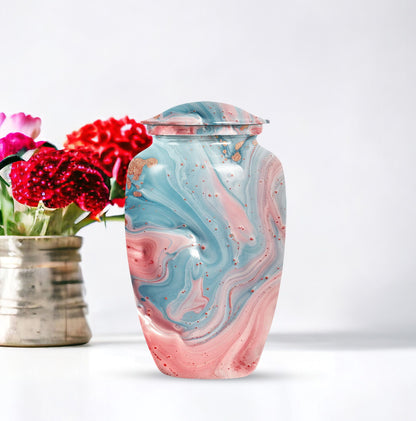 10 Inch Abstract Urn, Classic Aluminium cremation urn,