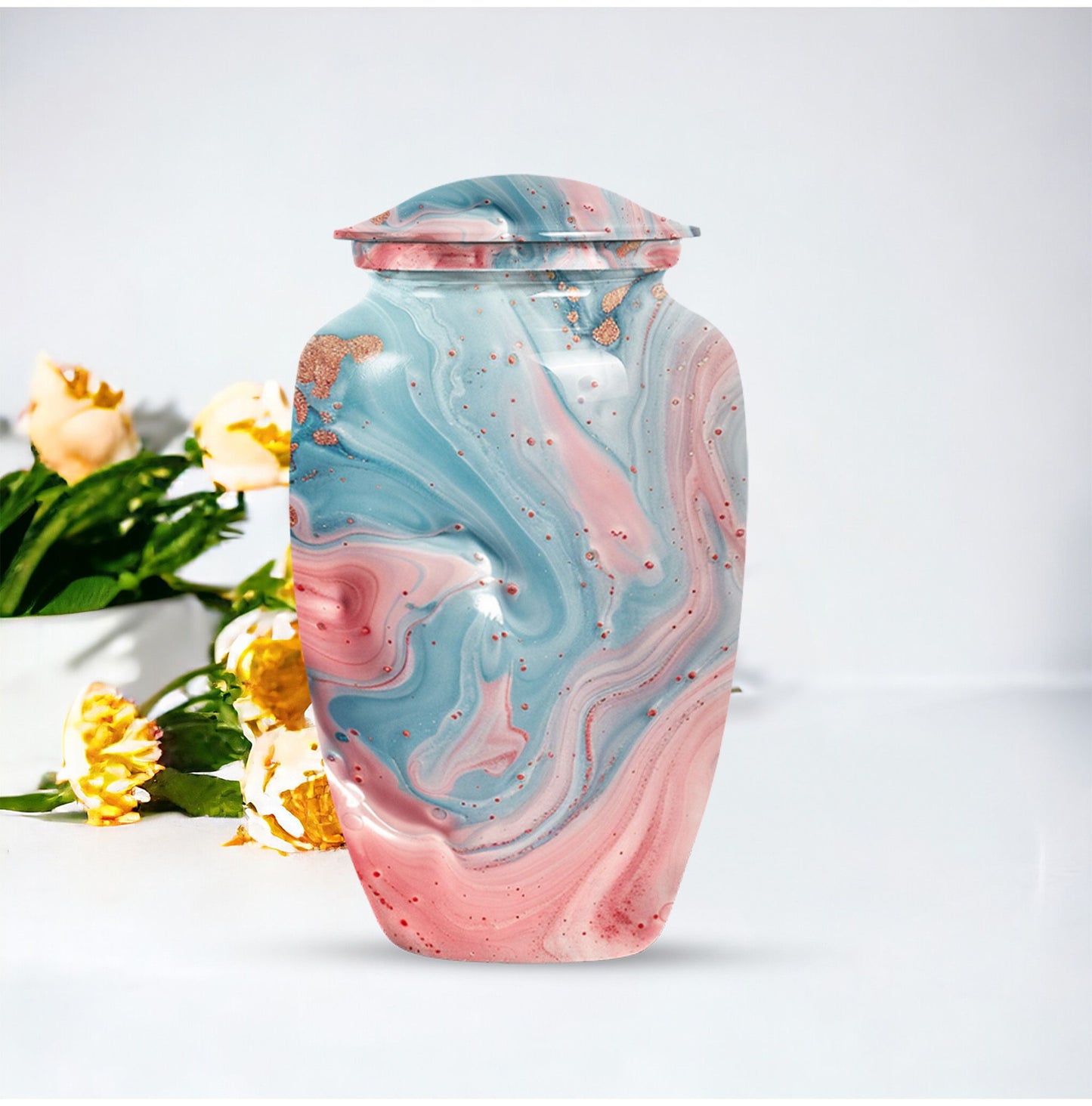 10 Inch Abstract Urn, Classic Aluminium cremation urn,