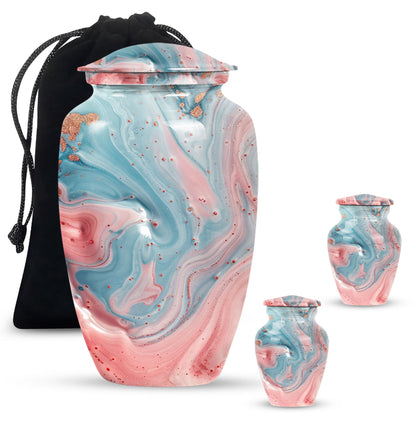 10 Inch Abstract Urn, Classic Aluminium cremation urn,