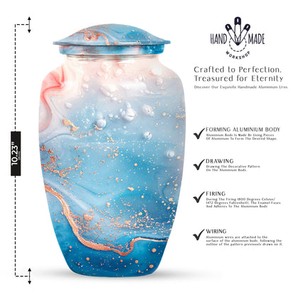 10-inch abstract classic urn, aluminium memorial burial urn