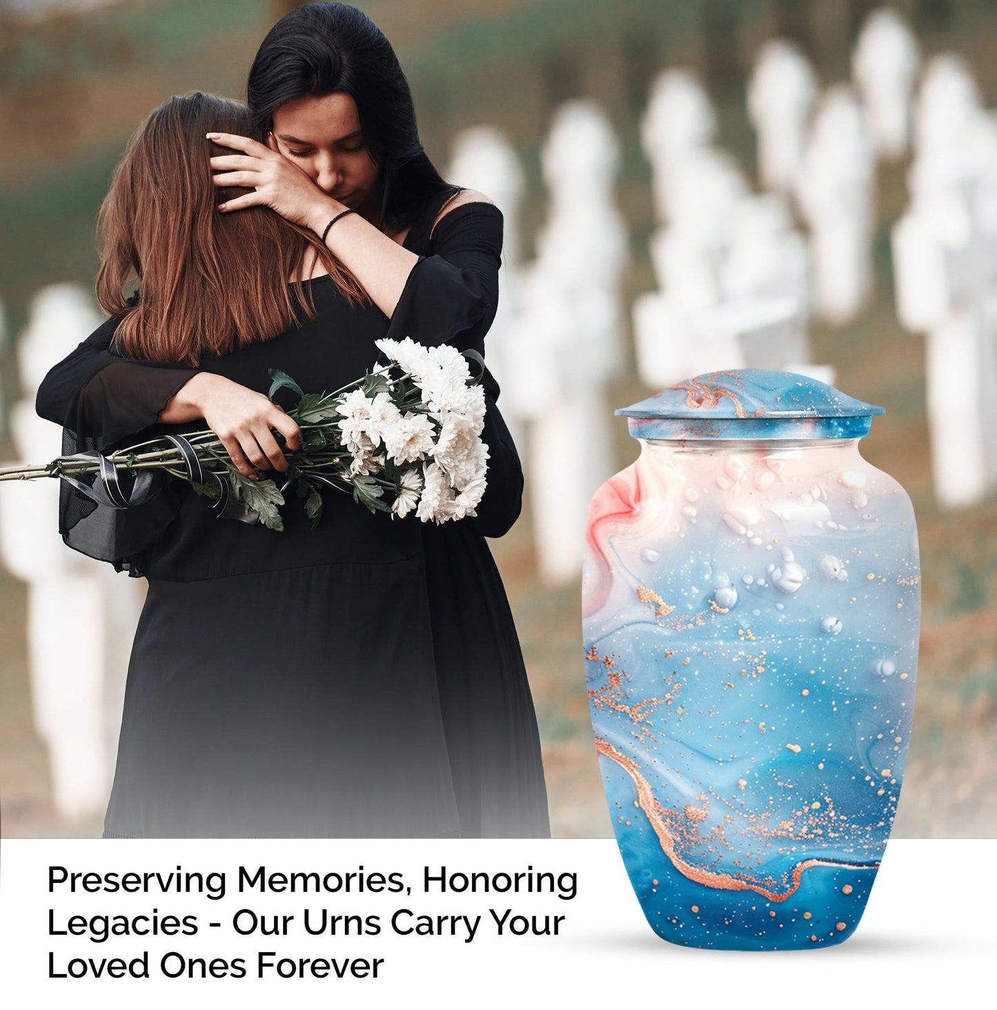 10-inch abstract classic urn, aluminium memorial burial urn