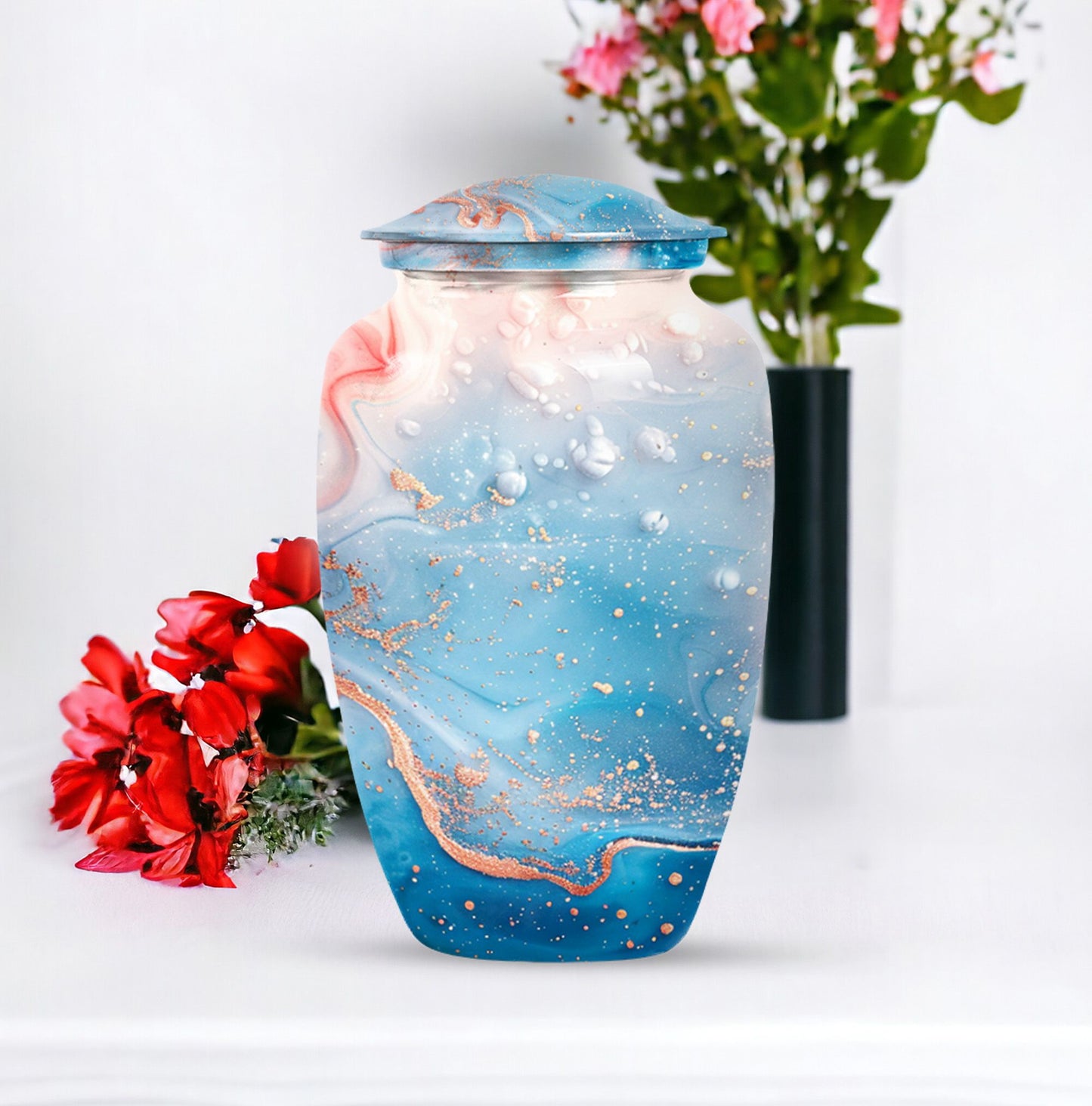 10-inch abstract classic urn, aluminium memorial burial urn