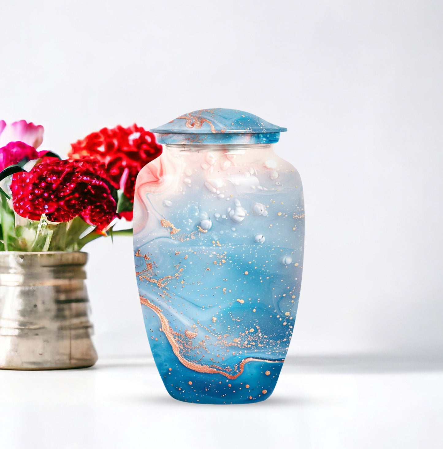 10-inch abstract classic urn, aluminium memorial burial urn