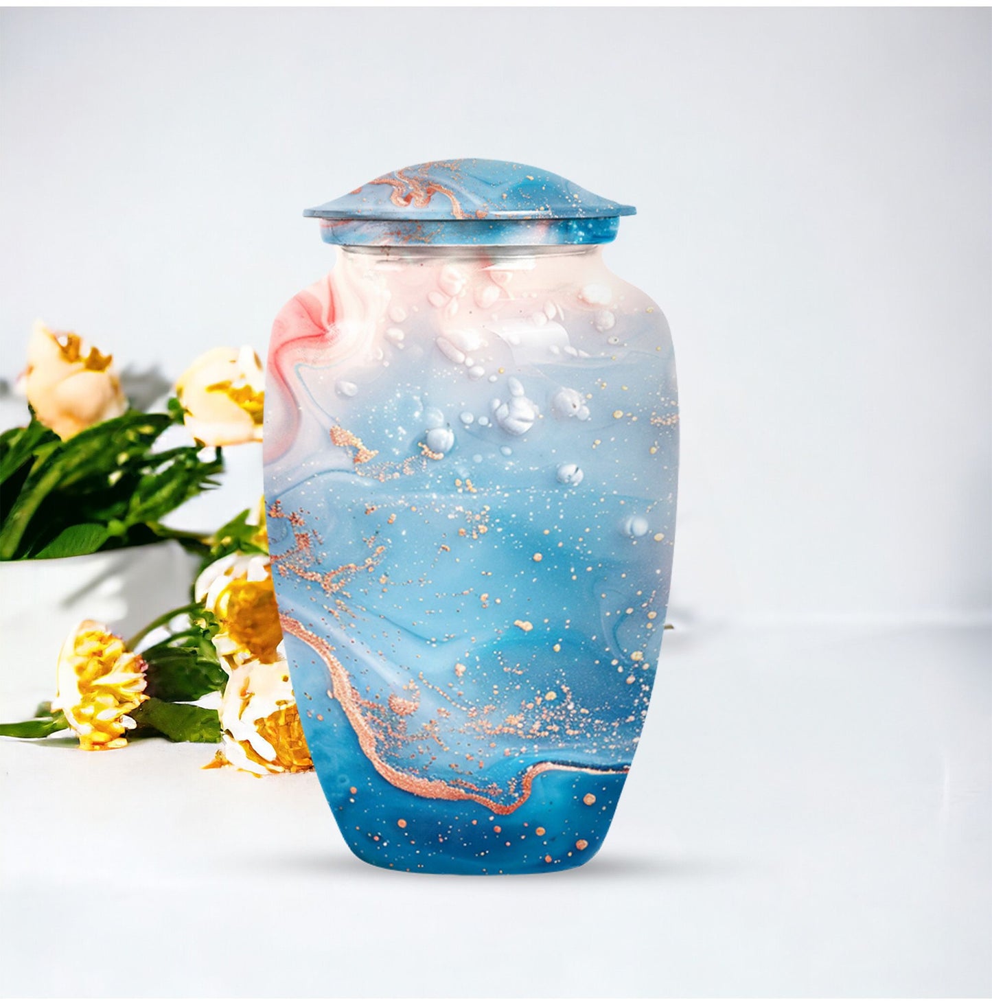 10-inch abstract classic urn, aluminium memorial burial urn