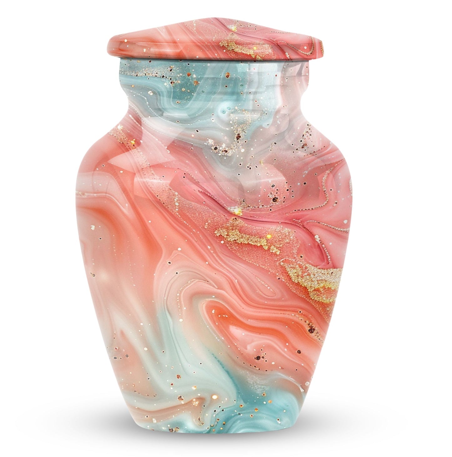 Abstract 10-inch classic urn in aluminium for men's memorial ashes.