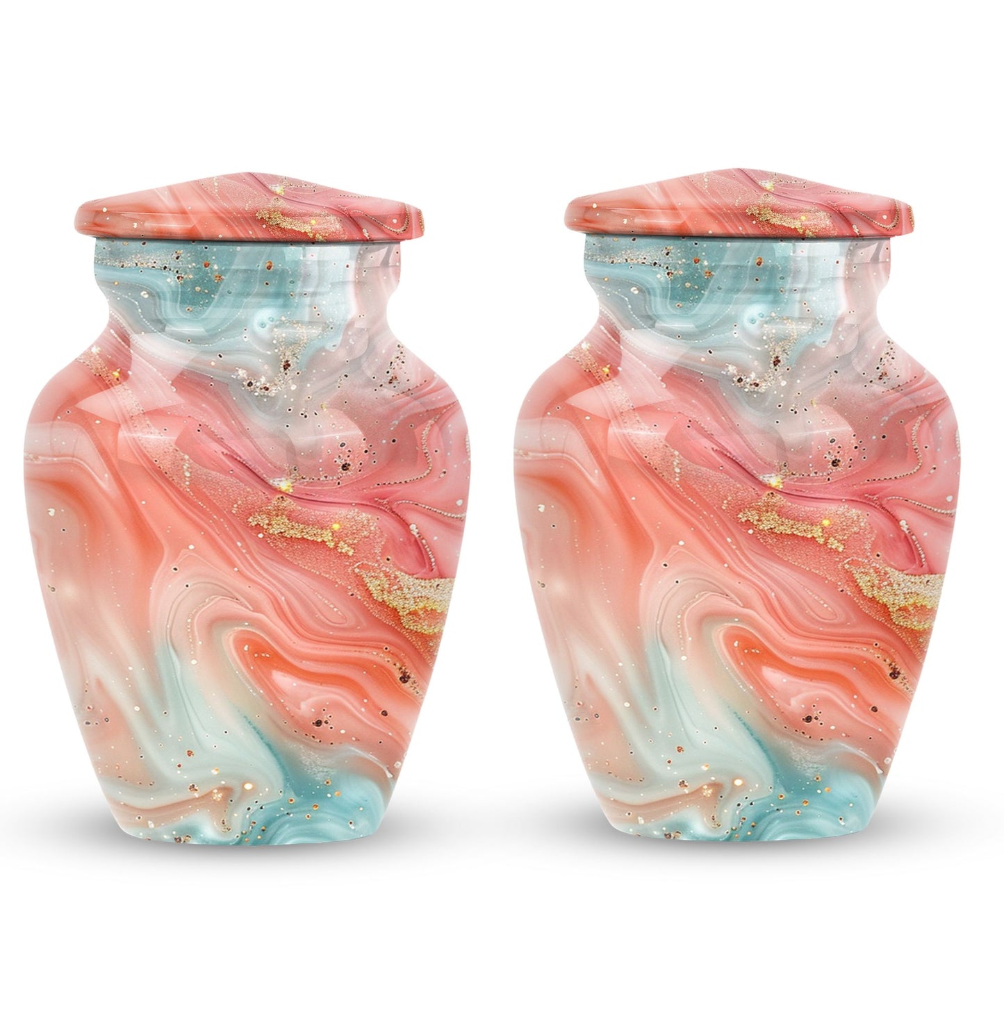 Abstract 10-inch classic urn in aluminium for men's memorial ashes.