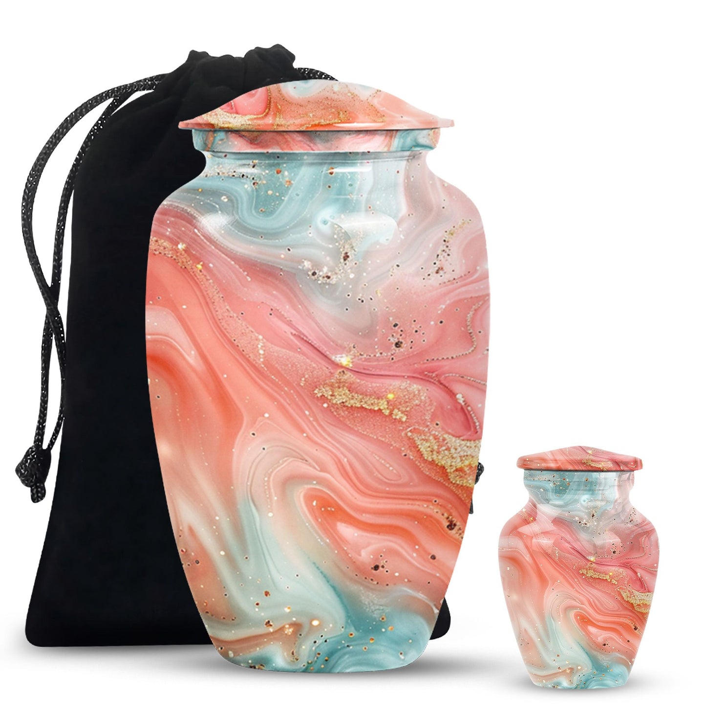 Abstract 10-inch classic urn in aluminium for men's memorial ashes.