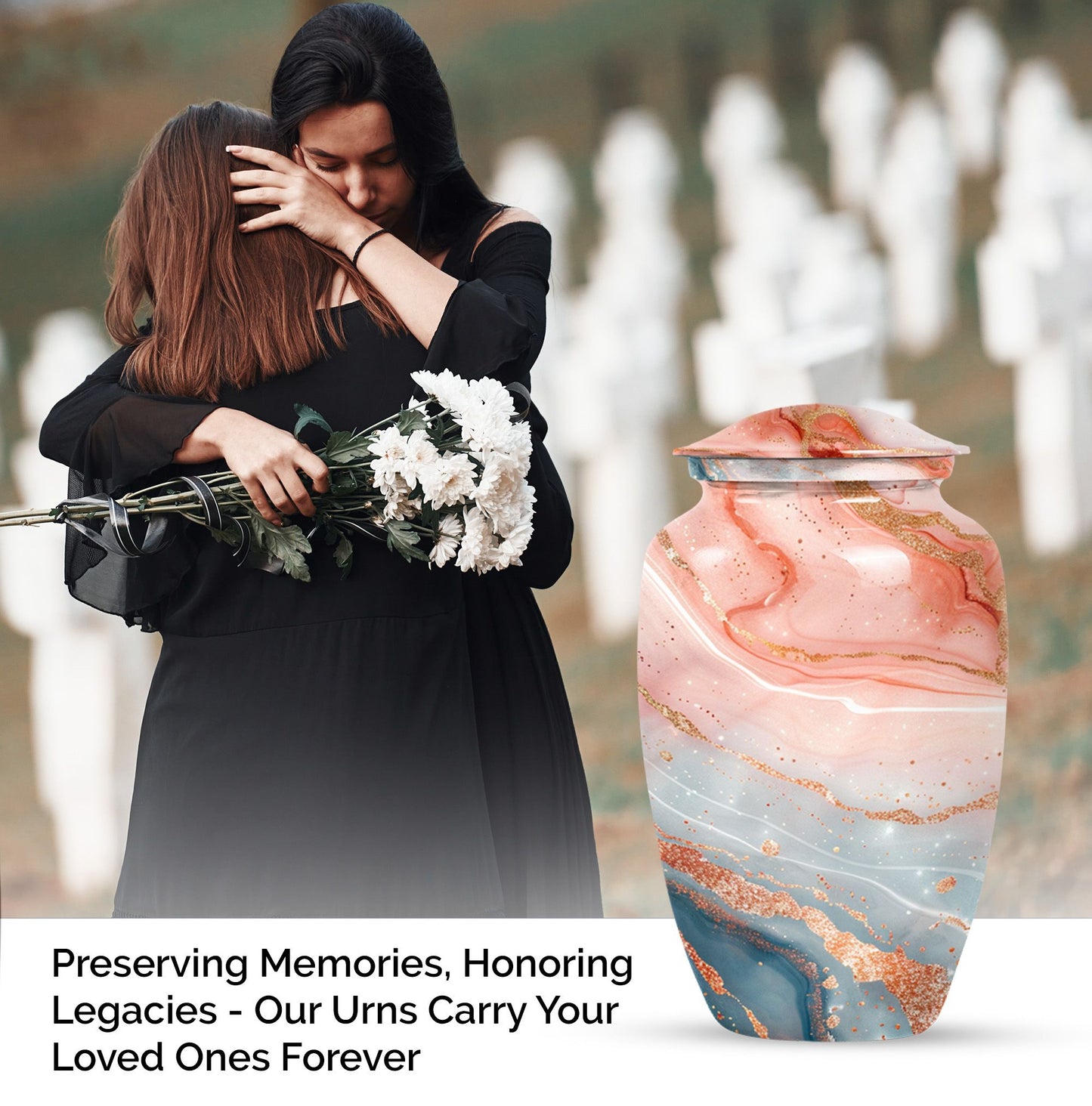 classic abstract urn for men's ashes, customizable.