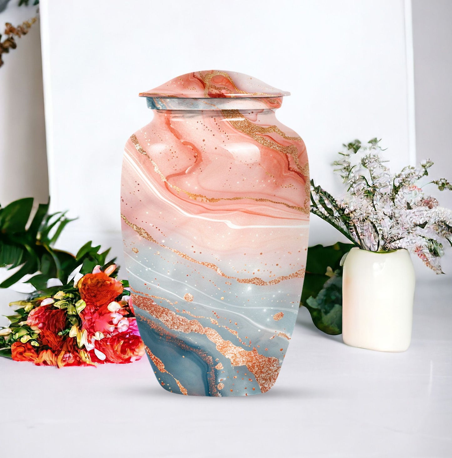 classic abstract urn for men's ashes, customizable.