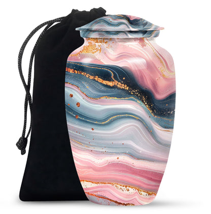 Elegant abstract urn crafted from aluminium for cremation