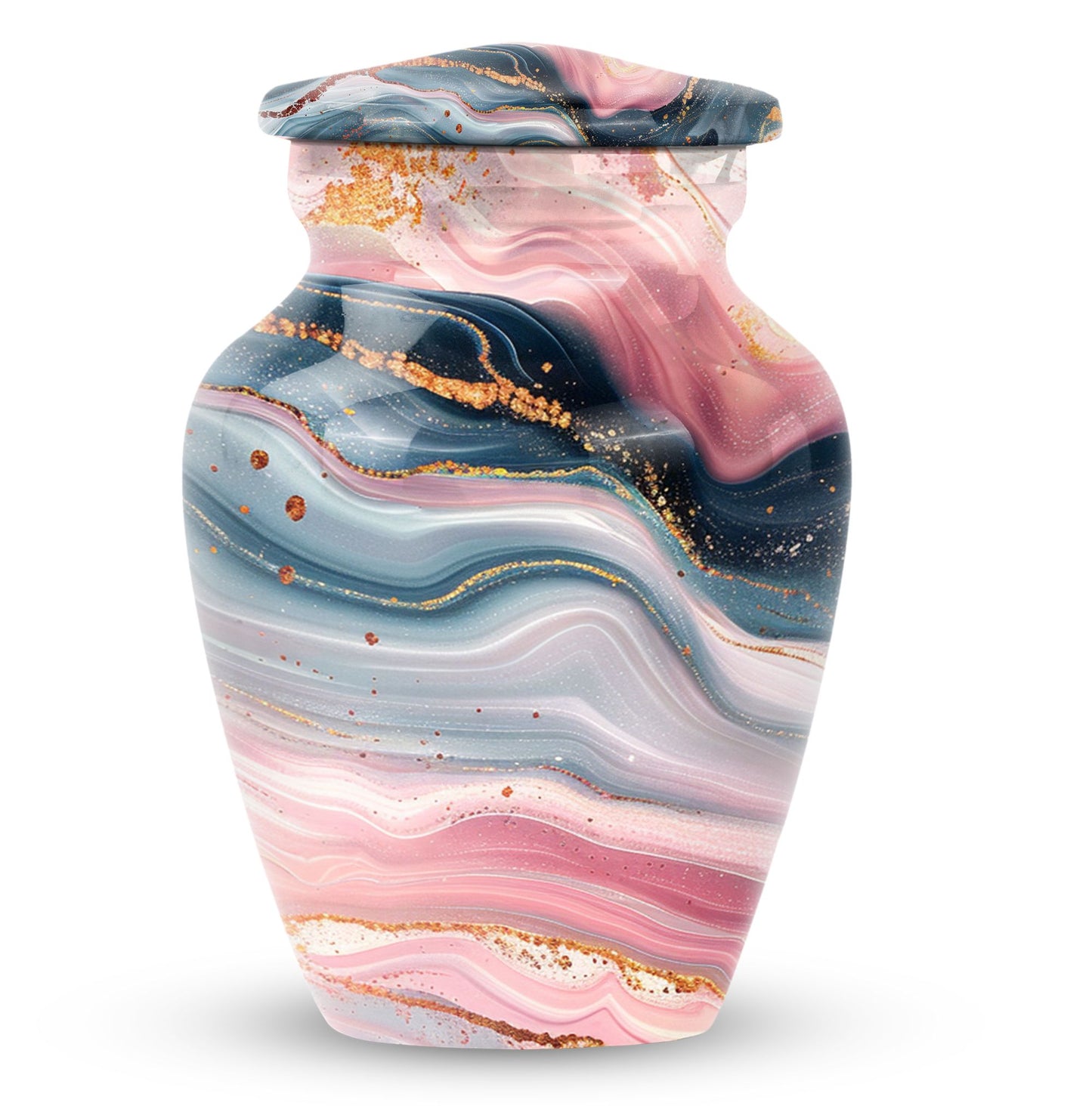 Elegant abstract urn crafted from aluminium for cremation