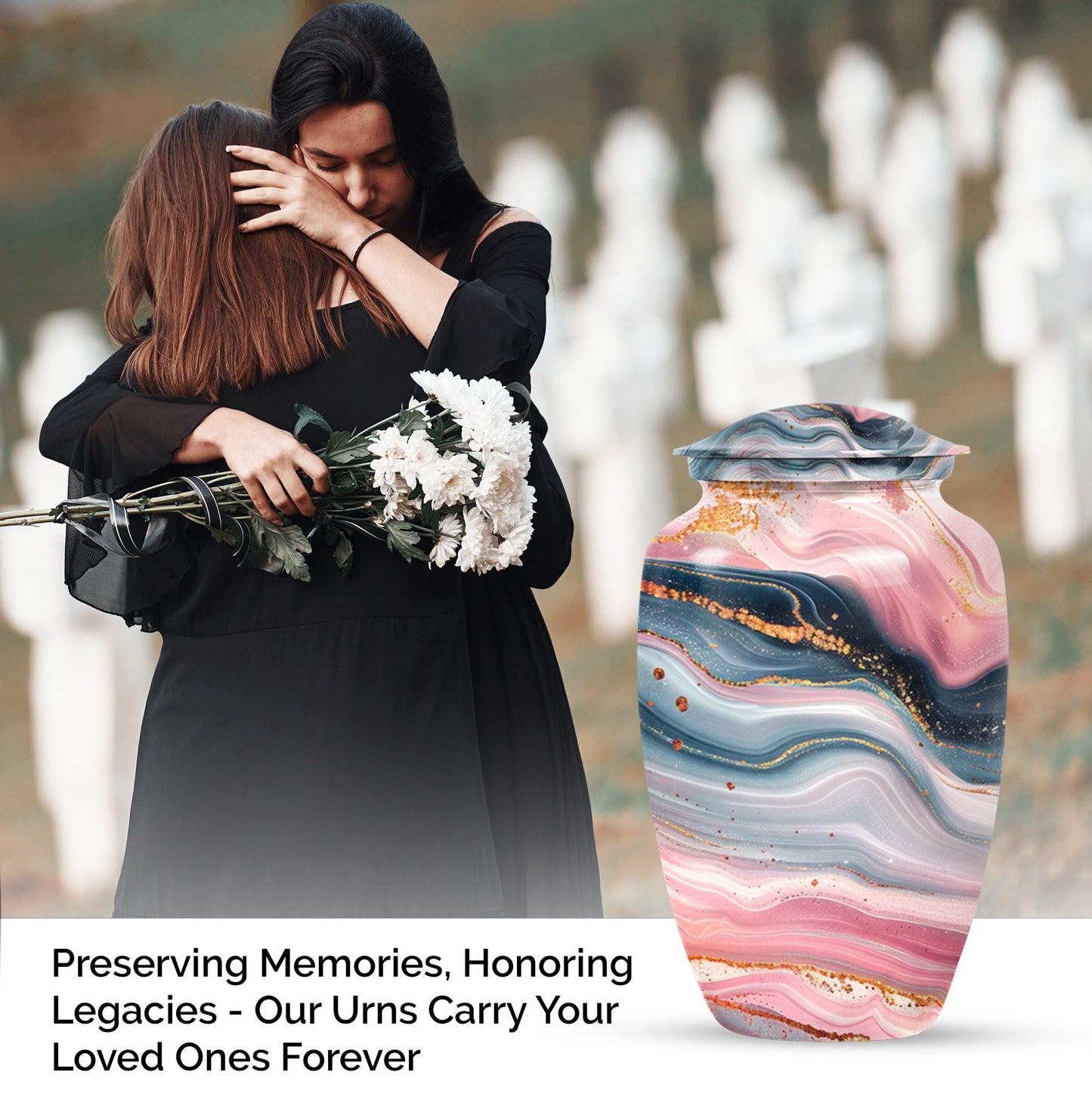 Elegant abstract urn crafted from aluminium for cremation