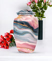 Elegant abstract urn crafted from aluminium for cremation