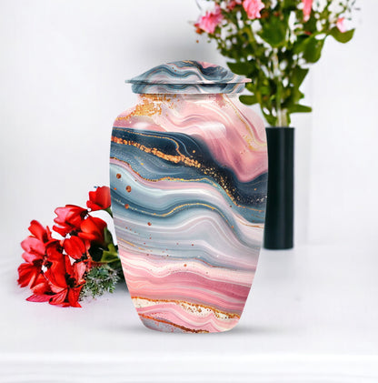 Elegant abstract urn crafted from aluminium for cremation