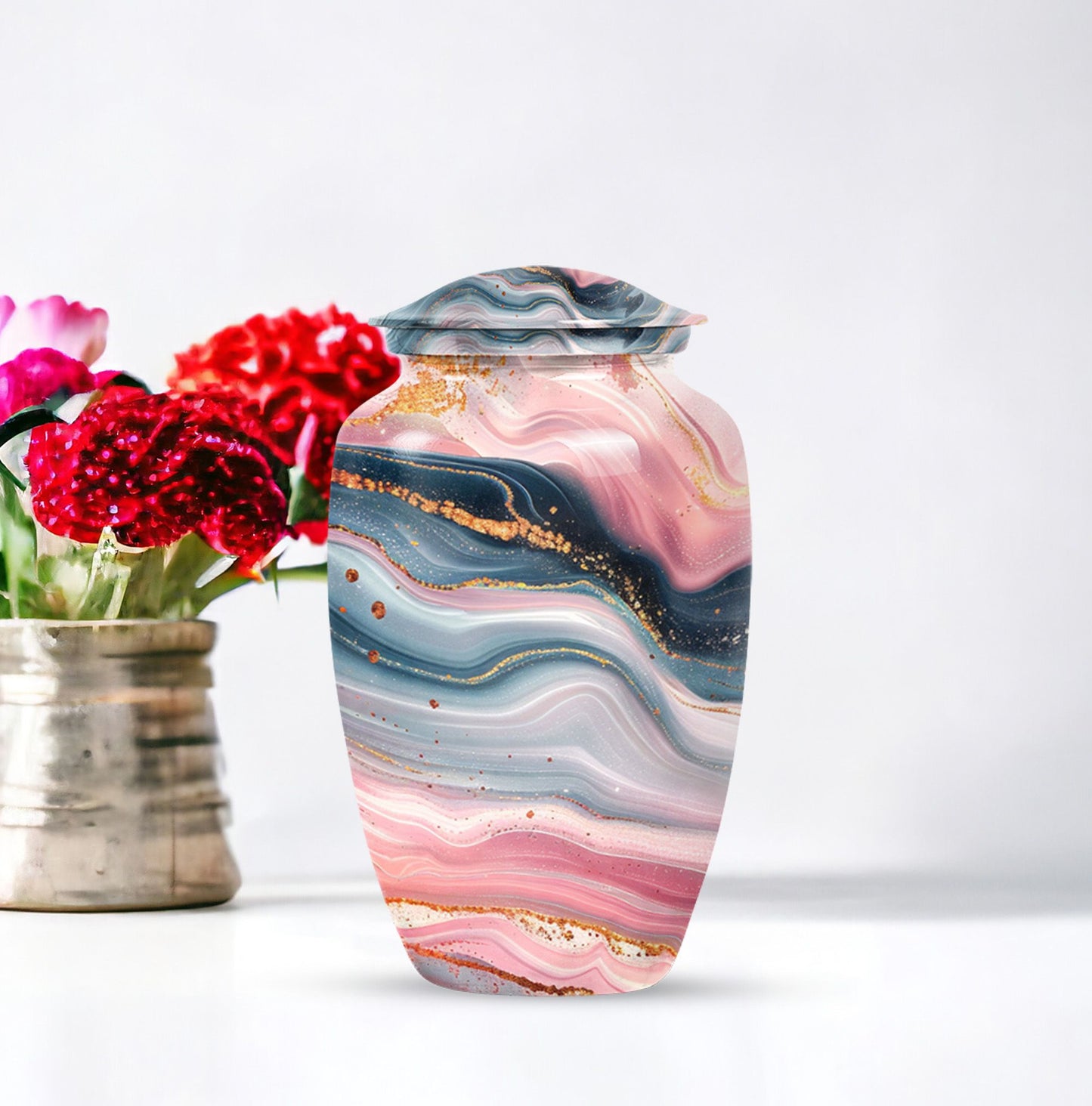 Elegant abstract urn crafted from aluminium for cremation