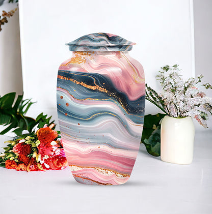 Elegant abstract urn crafted from aluminium for cremation