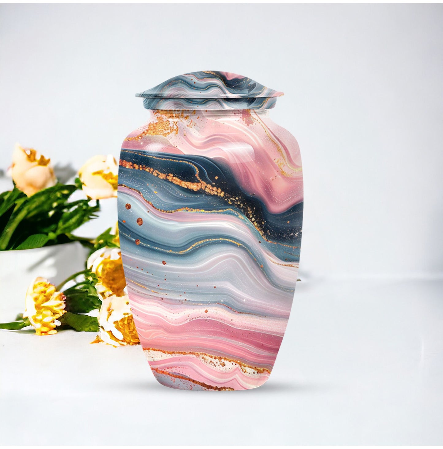 Elegant abstract urn crafted from aluminium for cremation