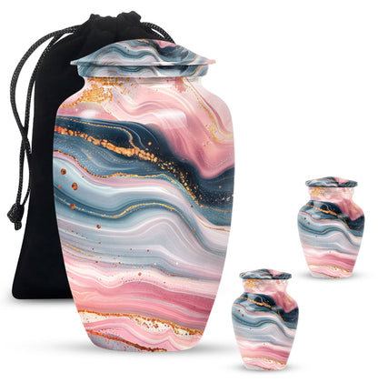Elegant abstract urn crafted from aluminium for cremation