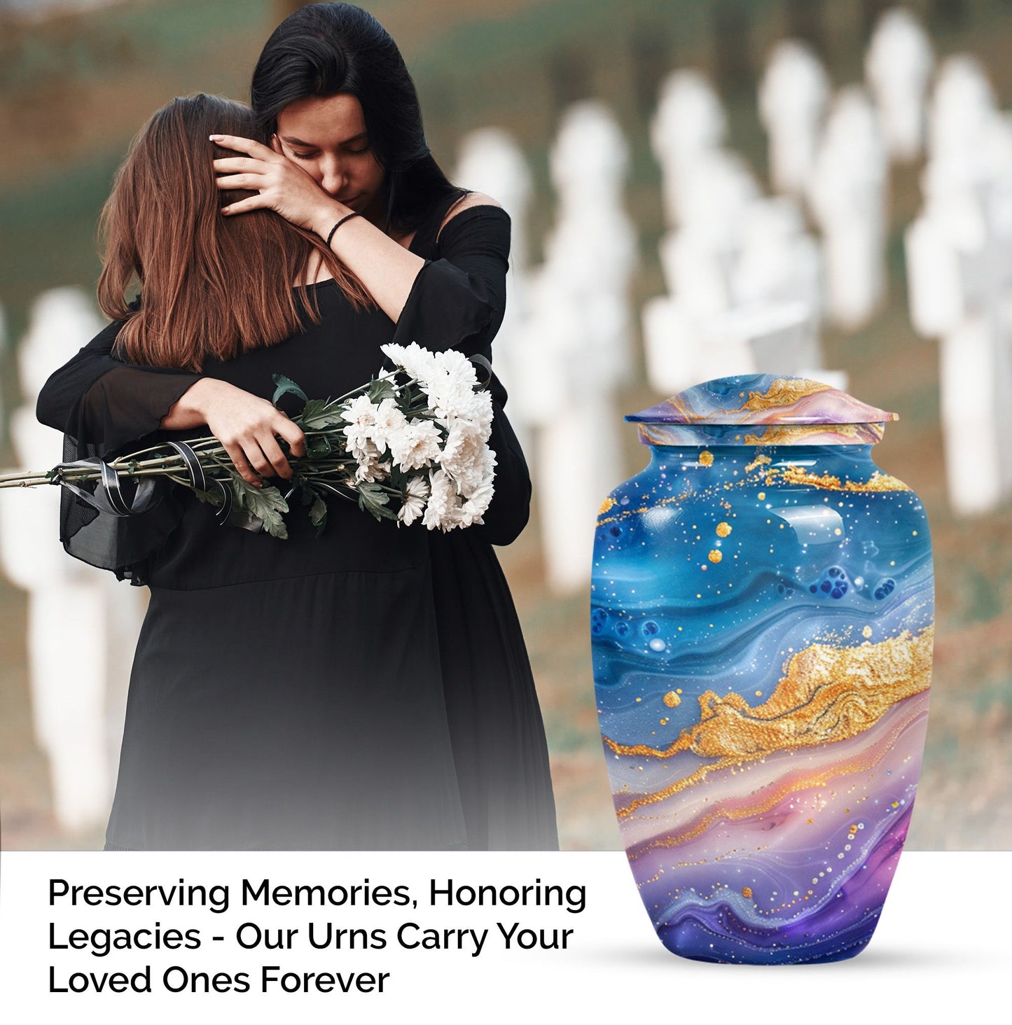 Abstract 10 Inch Classic Memorial Urn for Male Adults.