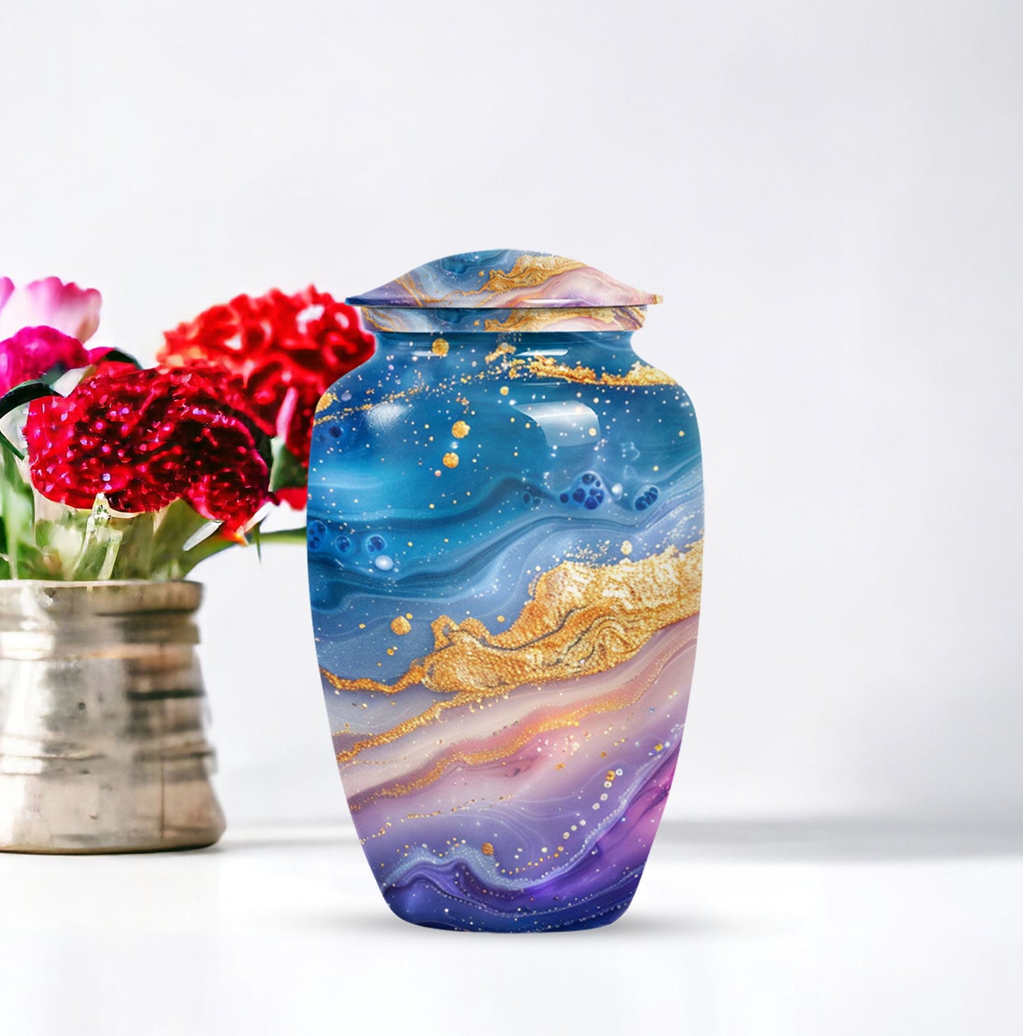 Abstract 10 Inch Classic Memorial Urn for Male Adults.