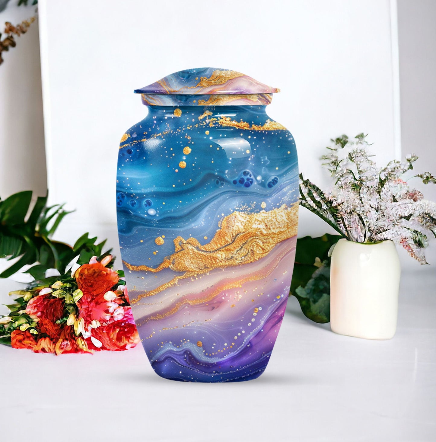 Abstract 10 Inch Classic Memorial Urn for Male Adults.