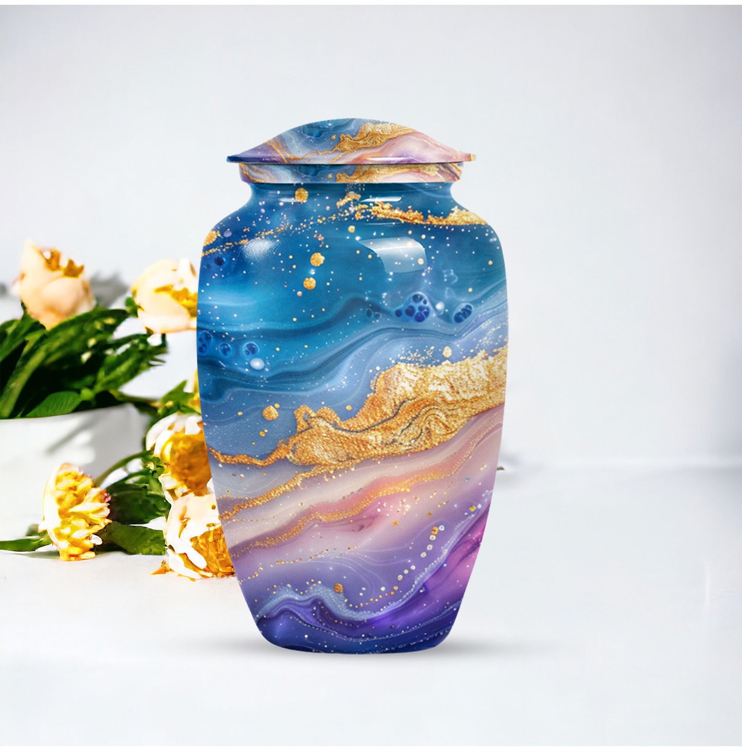 Abstract 10 Inch Classic Memorial Urn for Male Adults.