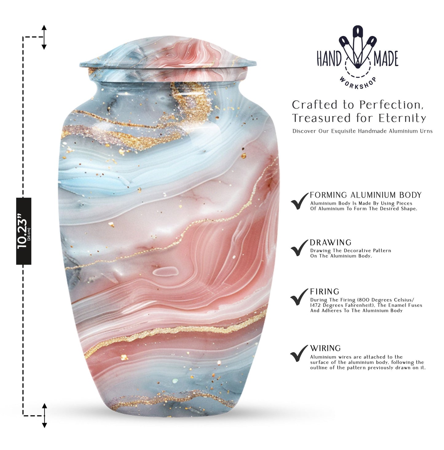 10-inch Abstract Urn, Classic Designed Cremation urn for ashes.
