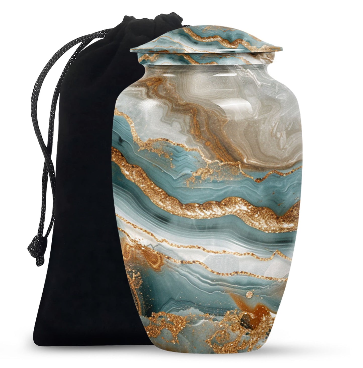 Classic abstract urn, 10 inch aluminium memorial burial urn