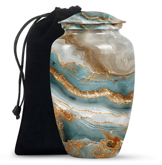 Classic abstract urn, 10 inch aluminium memorial burial urn