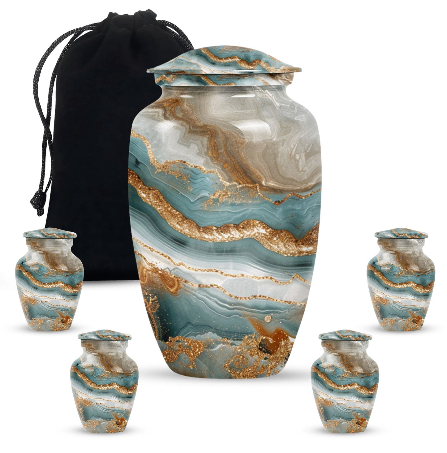 Classic abstract urn, 10 inch aluminium memorial burial urn