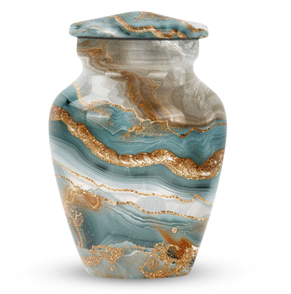 Classic abstract urn, 10 inch aluminium memorial burial urn