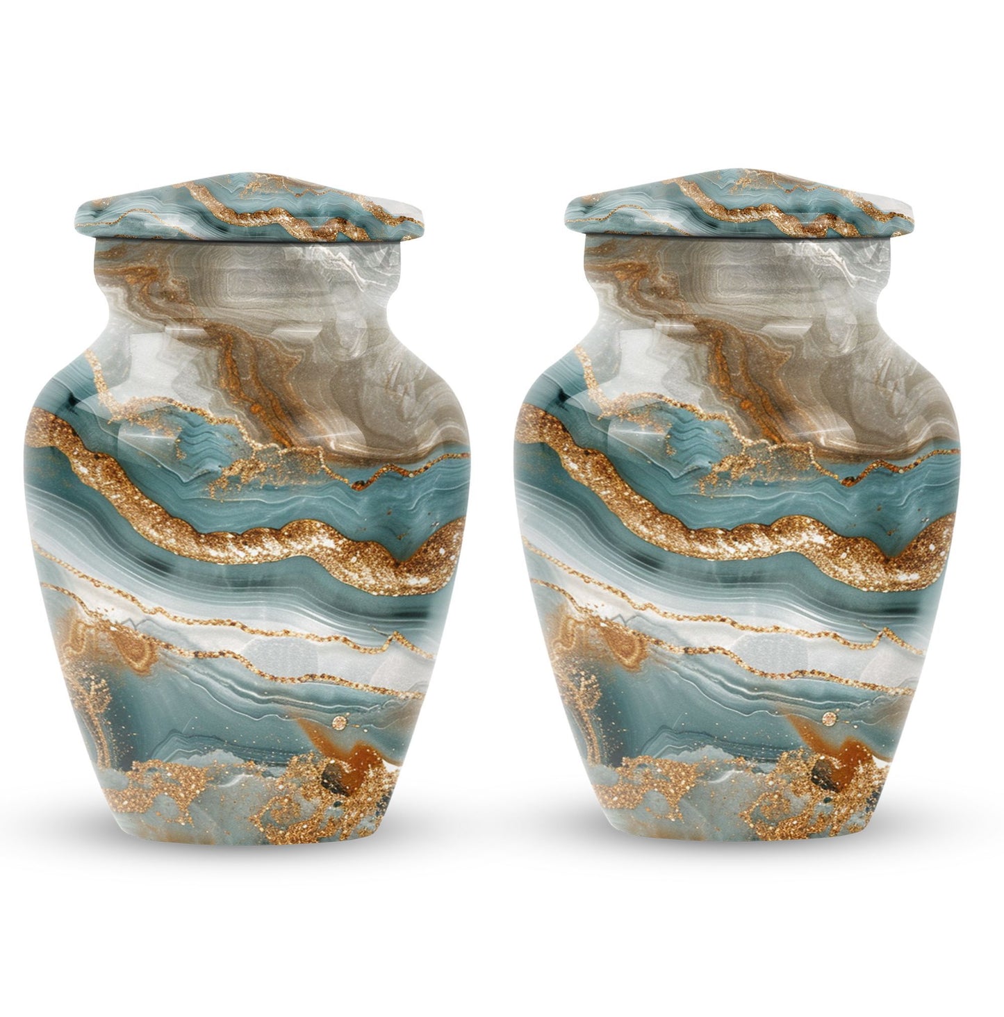 Classic abstract urn, 10 inch aluminium memorial burial urn