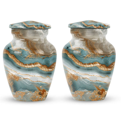 Classic abstract urn, 10 inch aluminium memorial burial urn