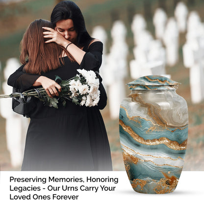 Classic abstract urn, 10 inch aluminium memorial burial urn