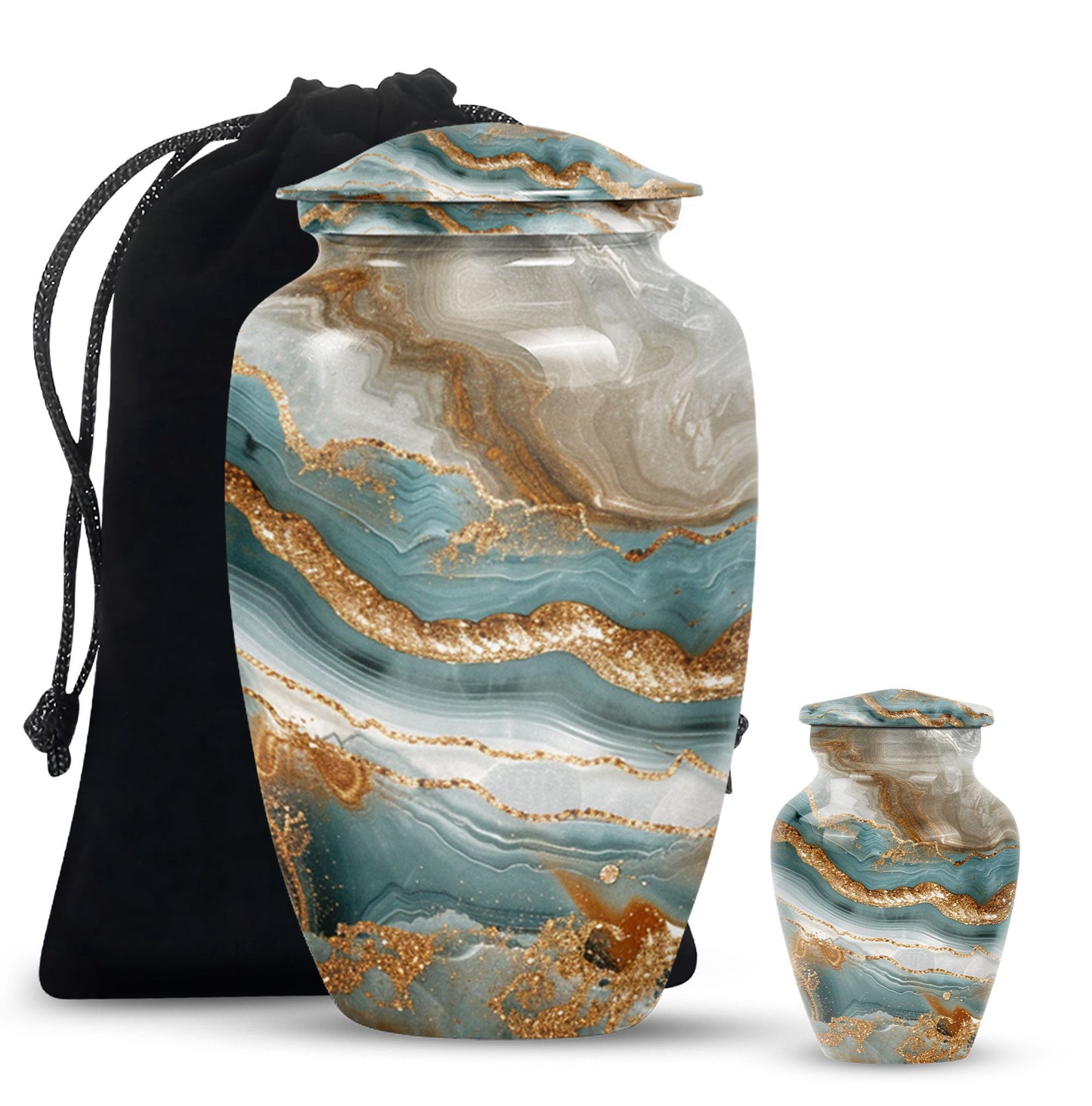 Classic abstract urn, 10 inch aluminium memorial burial urn