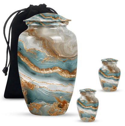 Classic abstract urn, 10 inch aluminium memorial burial urn