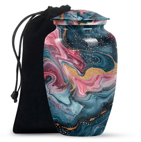 10 inch abstract aluminium memorial urn for ashes.
