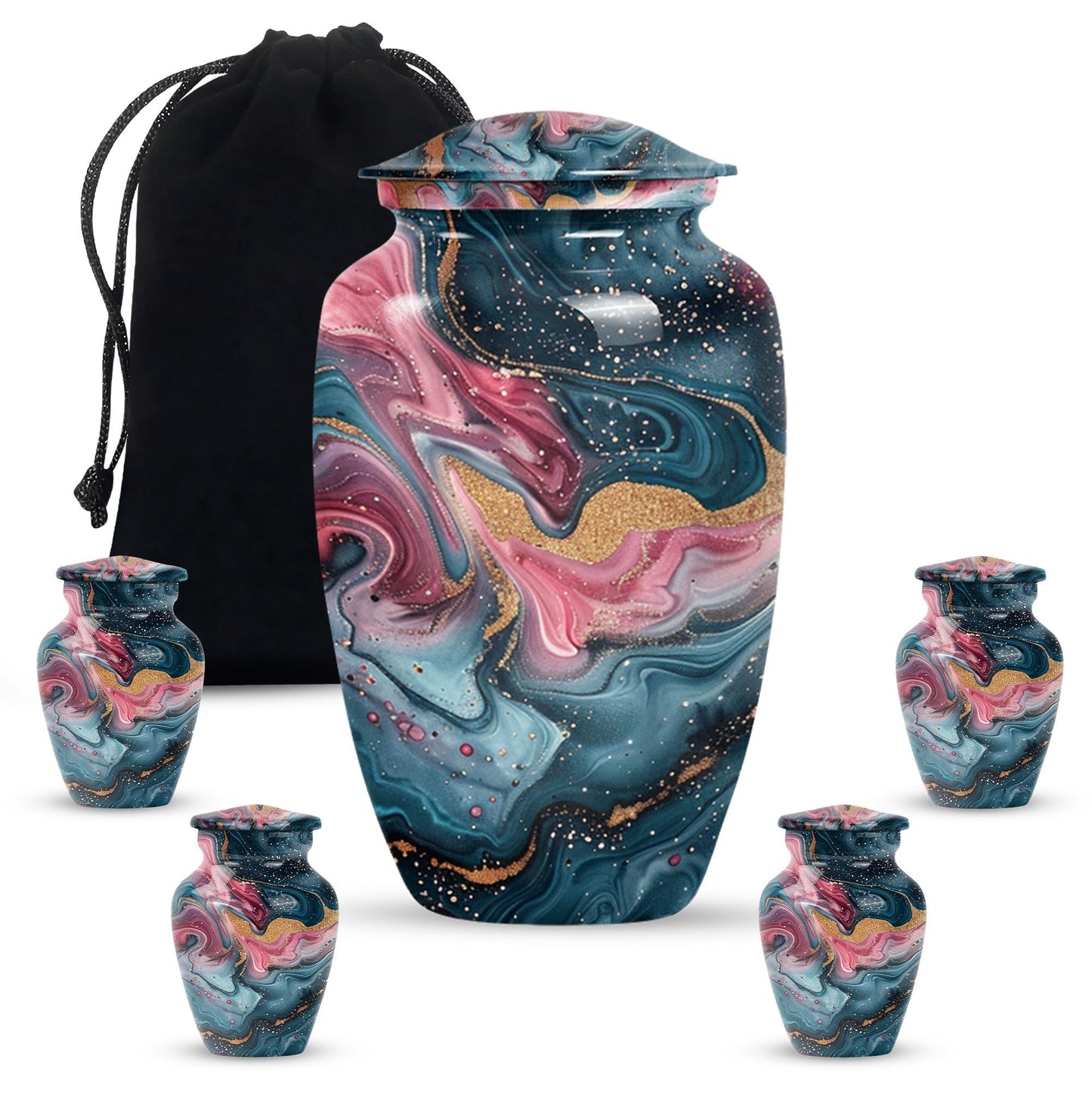 10 inch abstract aluminium memorial urn for ashes.