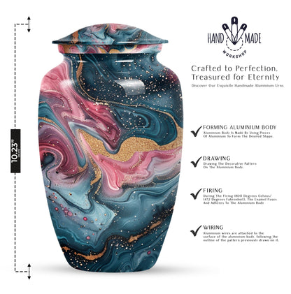10 inch abstract aluminium memorial urn for ashes.