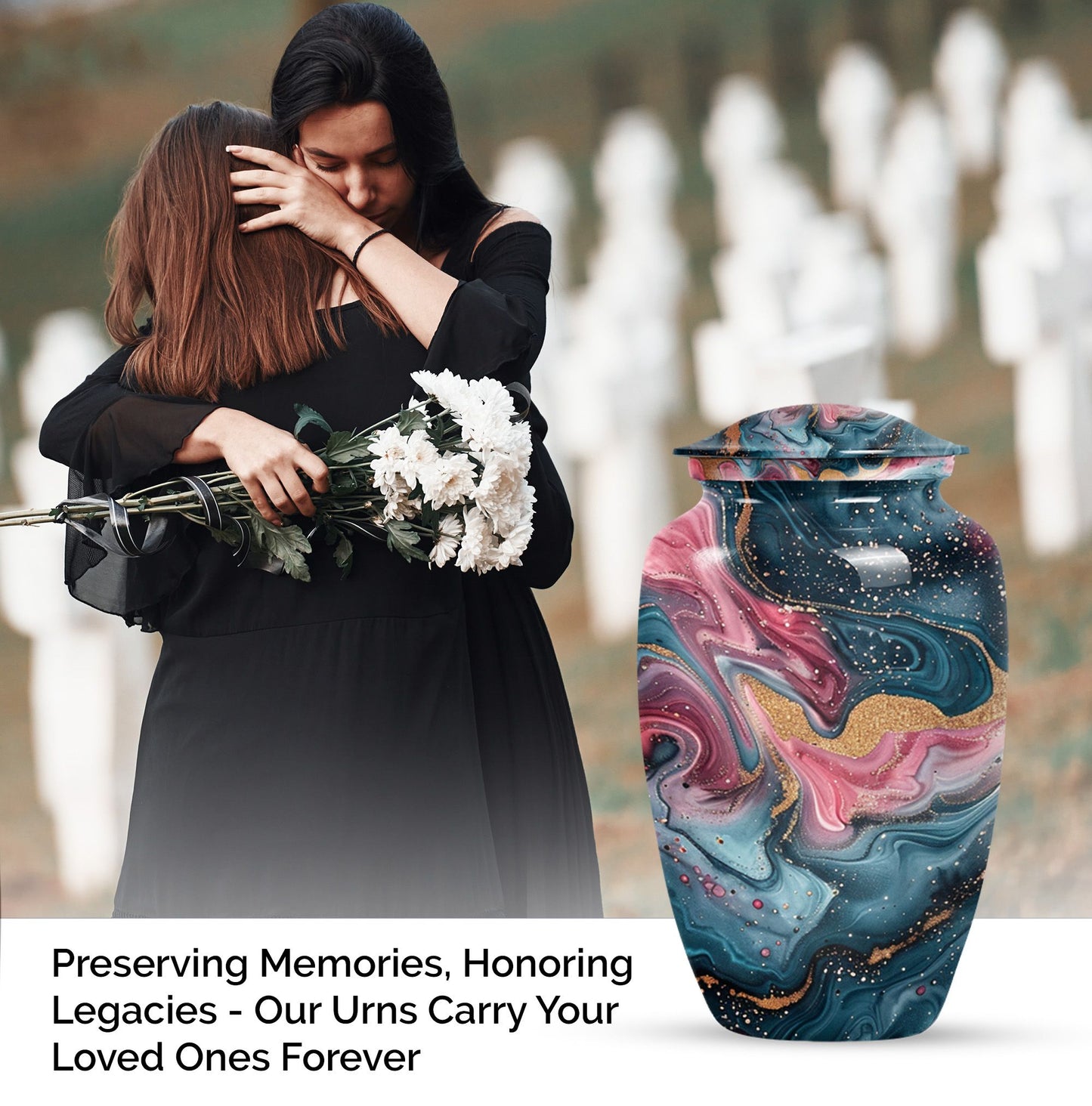 10 inch abstract aluminium memorial urn for ashes.