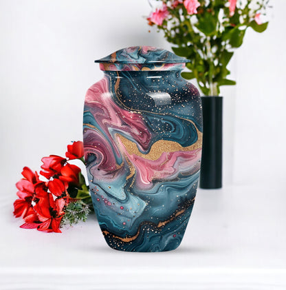 10 inch abstract aluminium memorial urn for ashes.