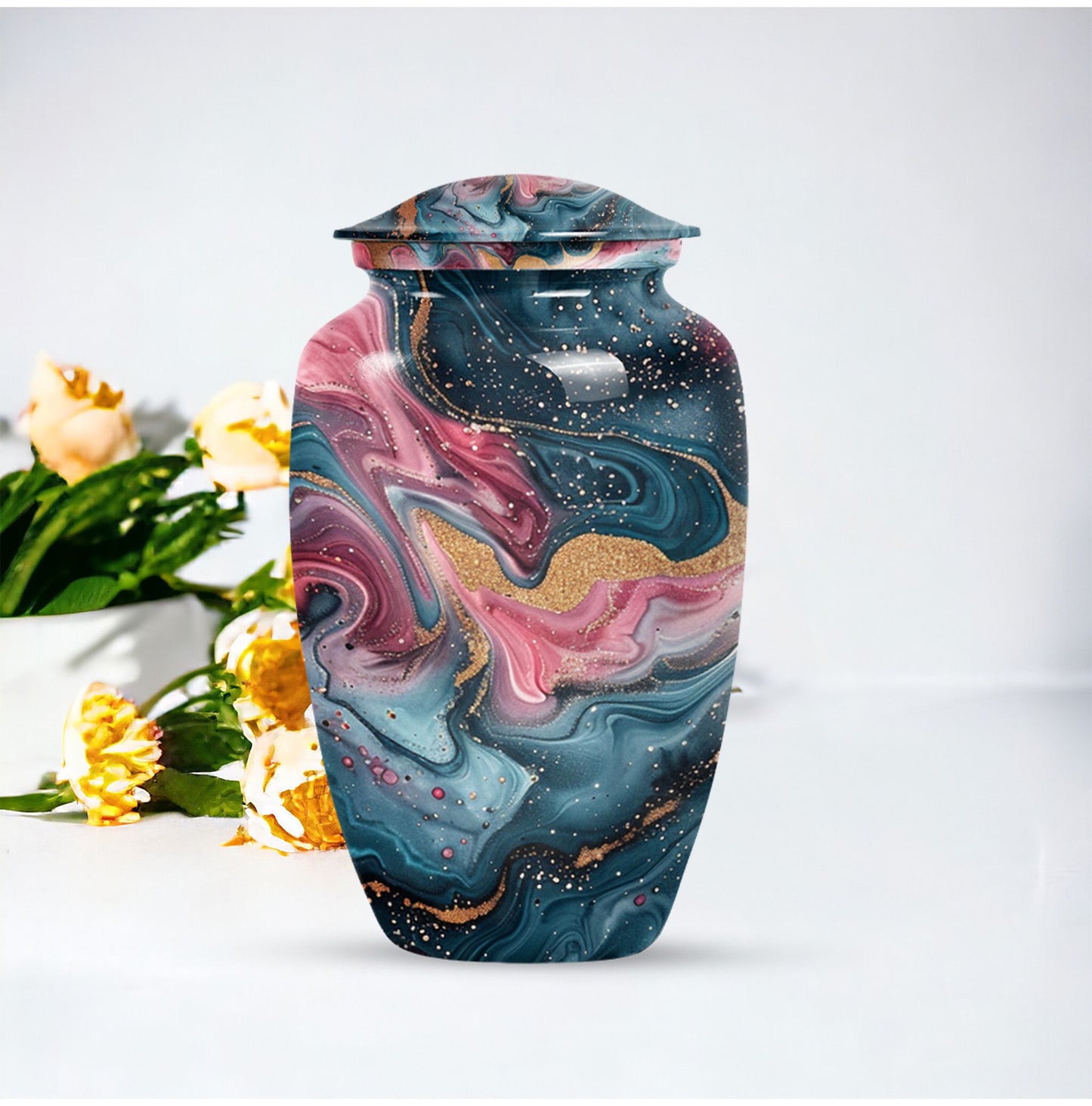 10 inch abstract aluminium memorial urn for ashes.